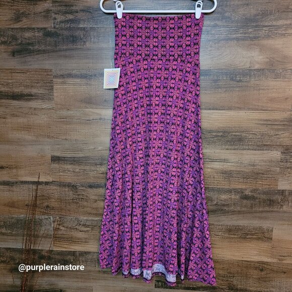 LulaRoe Maxi Skirt XXS Geometric Vibrant Colorful Retro Boho Art To Wear NWT - Picture 2 of 10